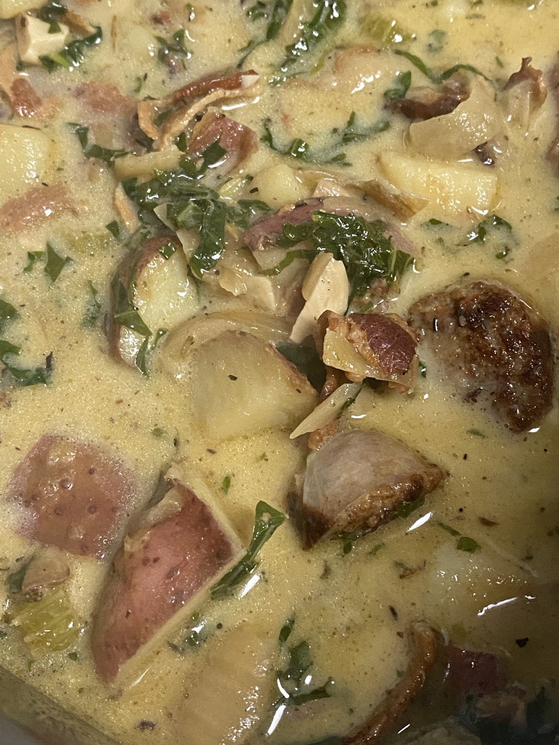 Creamy potato and mushroom soup prepared by Gaetano Mazza