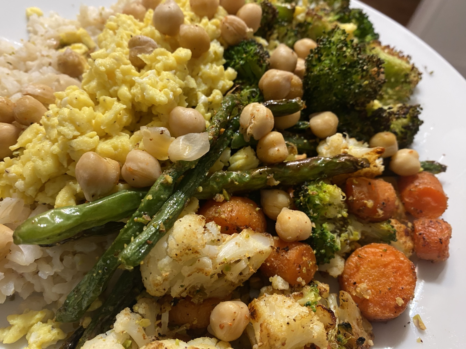 Roasted vegetable and chickpea bowl prepared by Gaetano Mazza